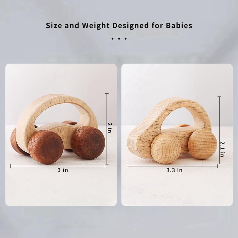 Wooden Baby Car Toys For Toddler Baby Grip Toy Car Gifts For Boys And Girls,Push And Pull Toy Car