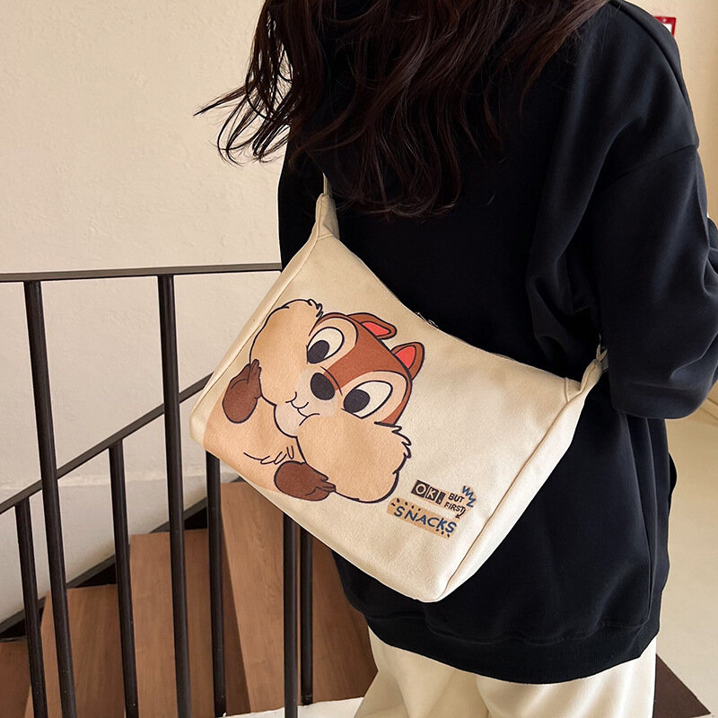 Simpatiche stampe di cartoni animati ragazze piccole borse a tracolla in tela per le donne borsa a tracolla portatile leggera in stile coreano per ragazzo