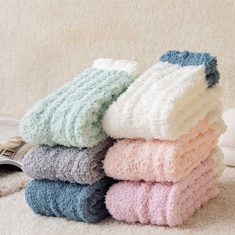 1pair Thermal Socks Women Soft Plush Fluffy Fuzzy Floor Sleep Sock Thicken Warm Female Winter Fur Fleece Lined Slipper Socks