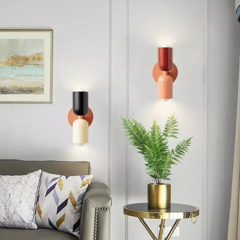 Lampu Dinding LED Nordic, Krim minimalis Modern lampu kepala ganda untuk ruang tamu, Kamar tidur, samping tempat tidur, dekorasi dalam ruangan