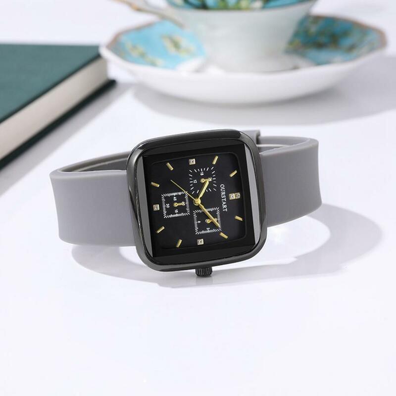 Outfit Accessory Elegant Ladies Quartz Watch with Rhinestone Decor Adjustable Silicone Strap High Accuracy for Exquisite