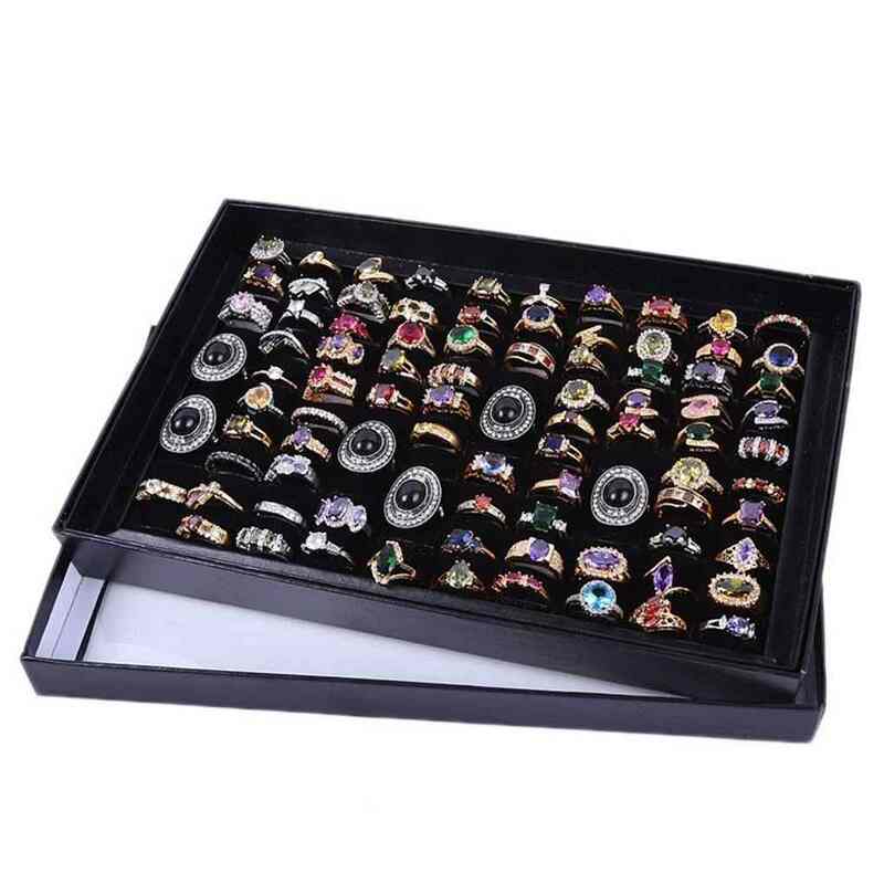 New 1PC Universal Jewelry 100 Slots Rings Display Stand Storage Box Ring Box Jewelry Organizer Holder Show Case Box