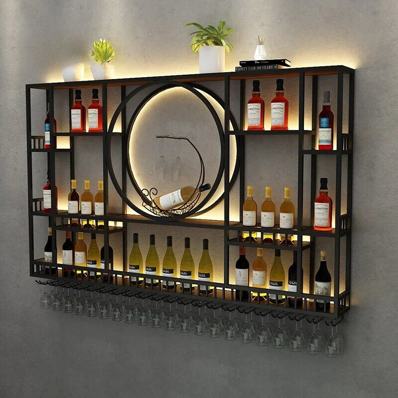Black Modern Wine Display Rack Living Room Creative Nordic Whisky Cabinet Industrial Design Rack De Vinos Boutique Furniture