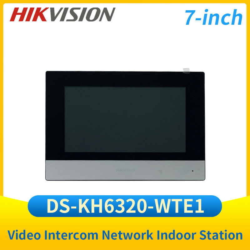 Hikvision Monitor stasiun dalam ruangan DS-KH6320-WTE1 7 "layar sentuh POE WIFI Video interkom DS-KV6113-WPE1 pembuka kunci pintu dengan Hik Connect