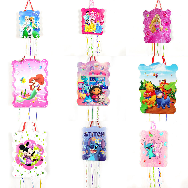 1pcs/lot Winnie Gabby Mermaid Stitch Angel Princess Frozen Theme Pinatas Birthday Events Party Decorations DIY Paperboard Pinata