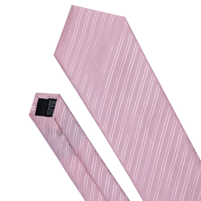 Eleganti cravatte rosa per uomo Set di gemelli quadrati tascabili a righe di seta di lusso moda maschile cravatta sposo regalo di nozze Barry.Wang 5090