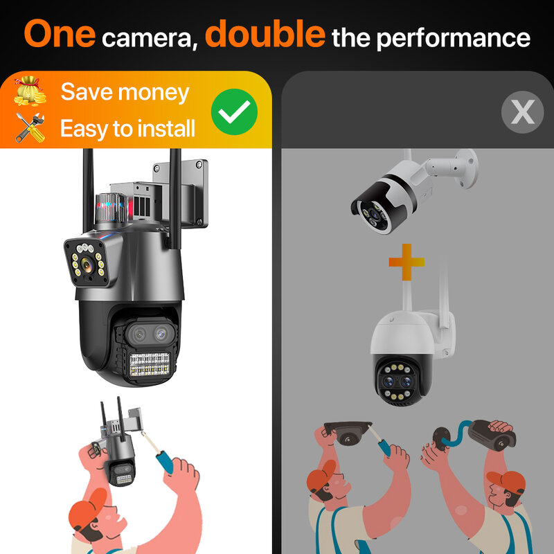 9mp Drie Lens Wifi Ip Camera 4K Hd Dual Screen Ptz Camera Auto Tracking Beveiliging Cctv Camera 4mp P P 2P Video Surveillance Icsee