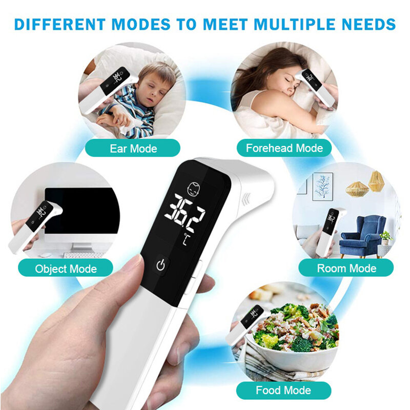 LED Digital sem contato termômetro médico infravermelho, termômetro rápido preciso, adequado para adultos e bebês