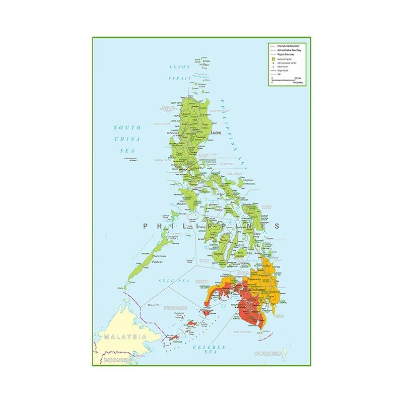 100*150cm The Philippines Administrative Map Poster Wall Art Print Canvas Painting Office Supplies Living Room Home Decor