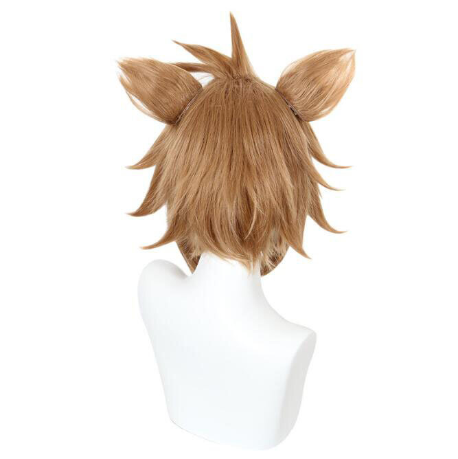 Gorou Cosplay wig game Genshin Impact Cosplay Fiber synthetic wig Brown and white mixed color short hair