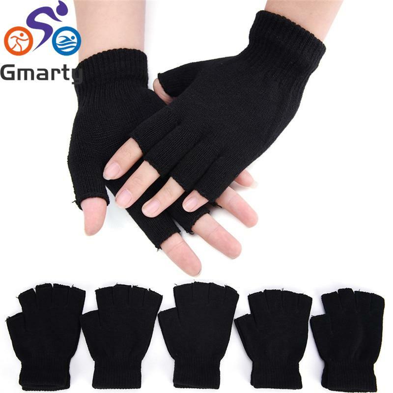 Thời Trang Ngón Nam Cotton Dệt Kim Thun Co Giãn Ấm Fingerless Gloves Mùa Đông 1 Đôi