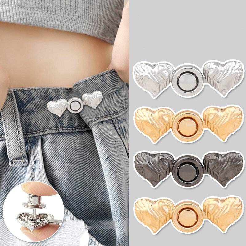 Removable Waist Buckle Love Heart Adjustable Waist Clip Pant Clips Waist Tightener No Sewing Required Waist Buckle