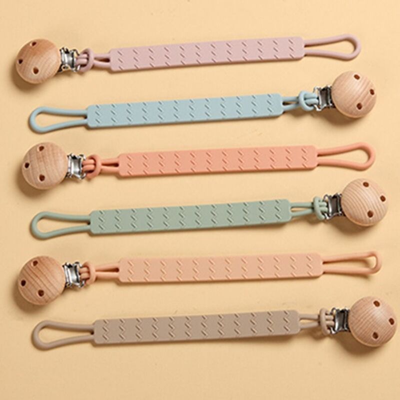 Soft Baby Pacifier Clip Holder Chewable Food Grade Silicone Baby Soother Chain Pendant Flexible Anti Drop Chain Rope
