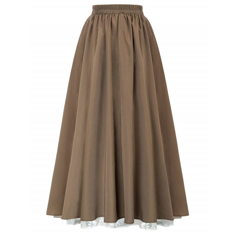 Lace High Waist Skirts 2024 Women Retro Boho Maxi Style Underdress Casual Drawstring A Line Long Skirt Ретро - ветровое платье