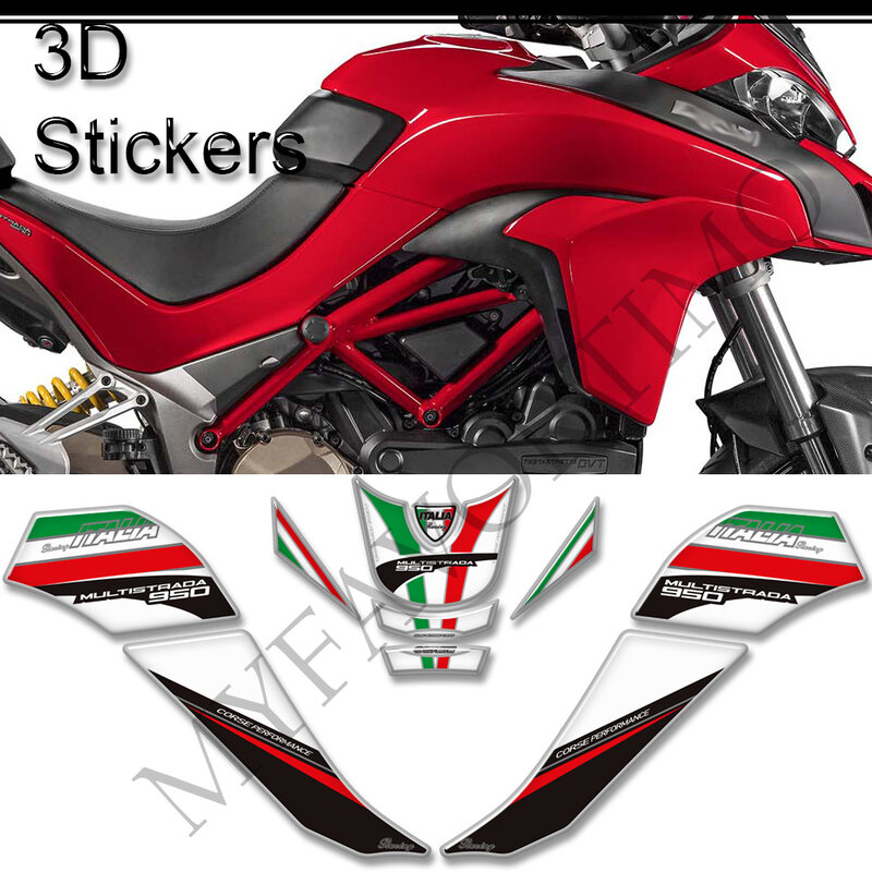 Untuk Ducati MULTISTRADA 950 S 950 S bantalan tangki pelindung sepeda motor grip 3D stiker decal Kit minyak bahan bakar Gas lutut