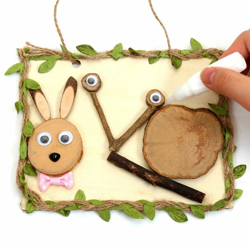 Paquete de Material de madera para niños, rompecabezas de marco de madera hecho a mano, juguete artesanal de animales, juguetes educativos para niños, regalo para niños