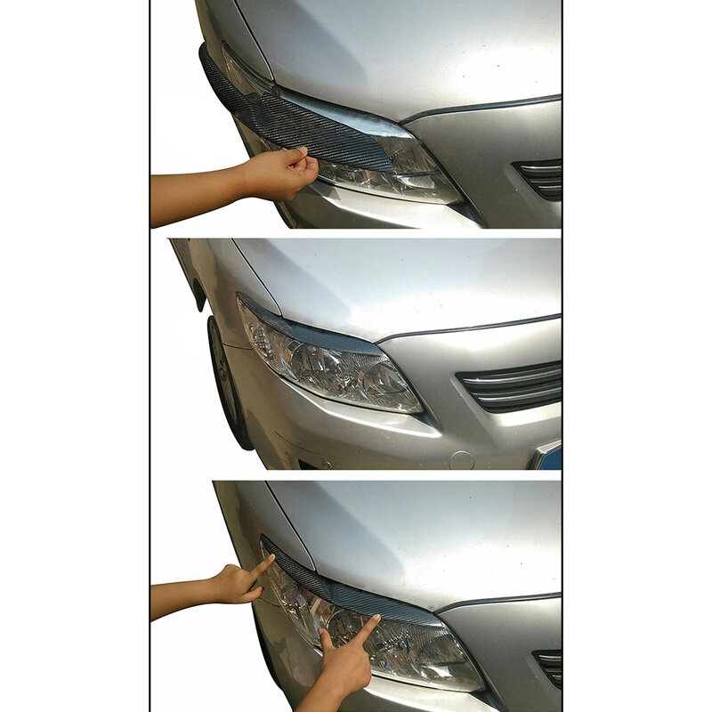 Contour des yeux et sourcils pour phare avant de voiture en Fiber de carbone, 1 paire, couverture de paupière, garniture décorative adaptée à la Toyota Corolla 2007 2008 2009