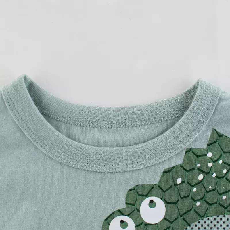 Camiseta de dibujos animados en 3D para niño y niña, camisa con estampado de dinosaurio y tiburón, ropa de verano, 2024