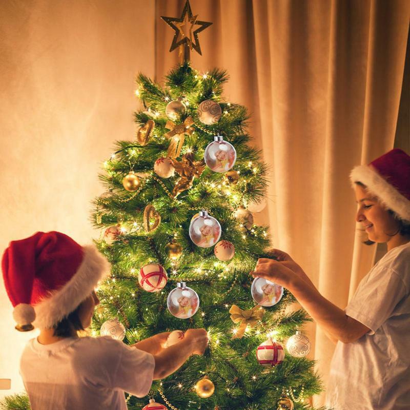 البلاستيك الشفاف كرة عيد الميلاد قابلة للحشو ، إطار الصورة الحلي ، شجرة عيد الميلاد زخرفة معلقة ، ديكور الزفاف ، صندوق هدايا للحفلات