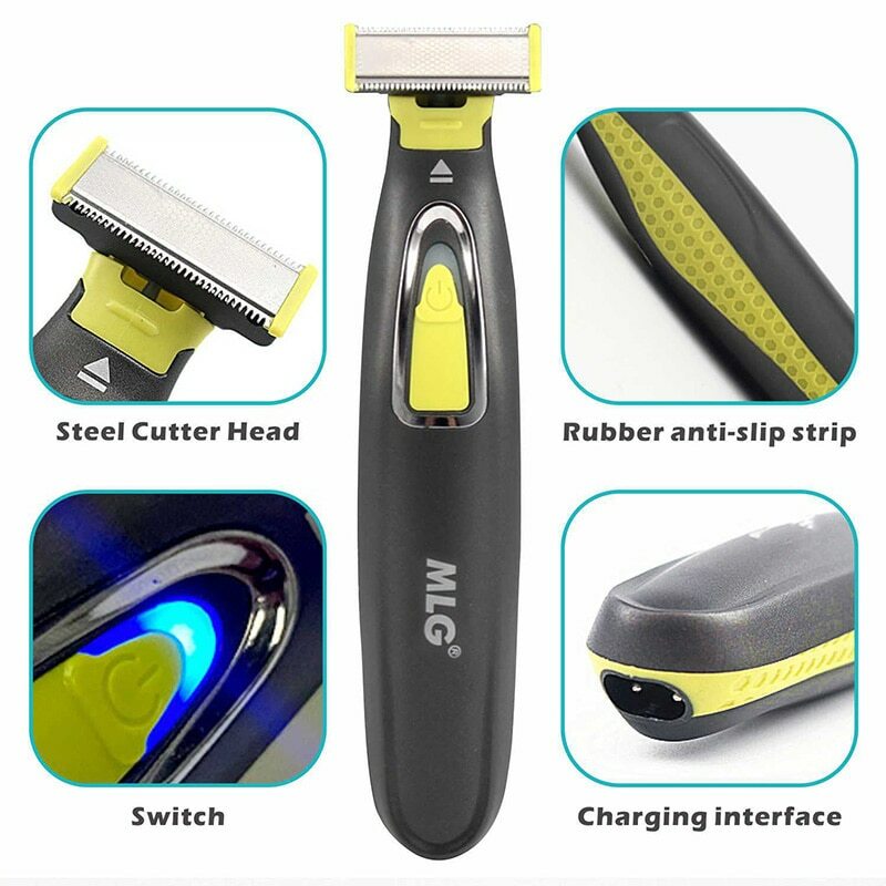 MLG alat cukur elektrik pria dan wanita, pisau cukur seluruh tubuh portabel USB berbentuk T untuk jenggot ketiak dapat dicuci