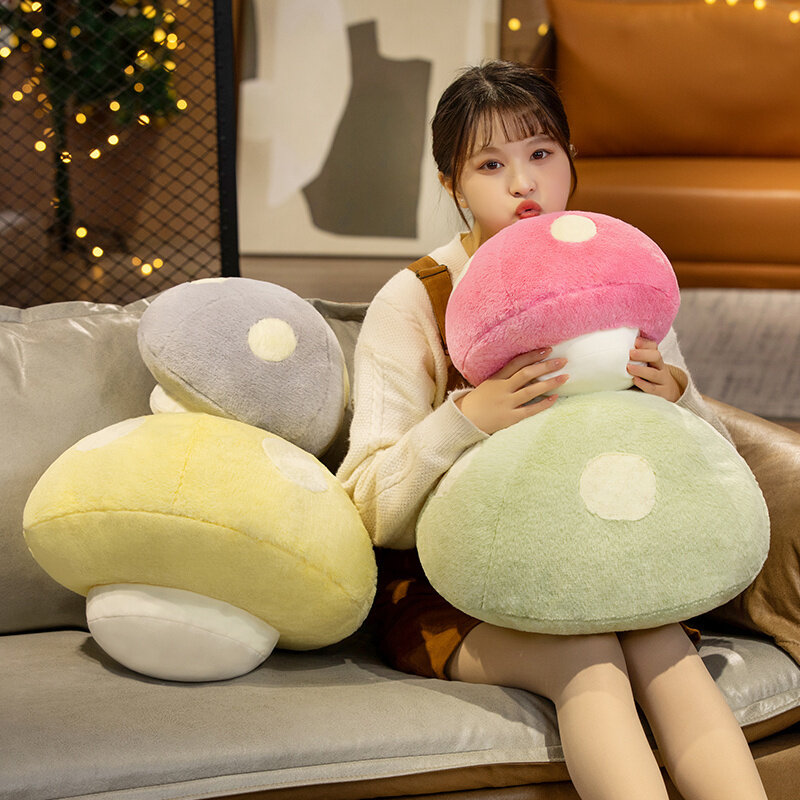 Kawaii criativo cogumelo pelúcia bonecas simulação planta travesseiro adorável brinquedos para decoração de casa almofada de dormir recheado macio bonecas