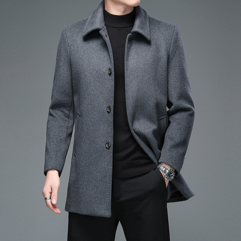 Winter Solid Thicken Warm Jacket Woolen Outdoor Coats Business Casual Wool & Blends Outwear Loose Warm Windbreaker Top Trench