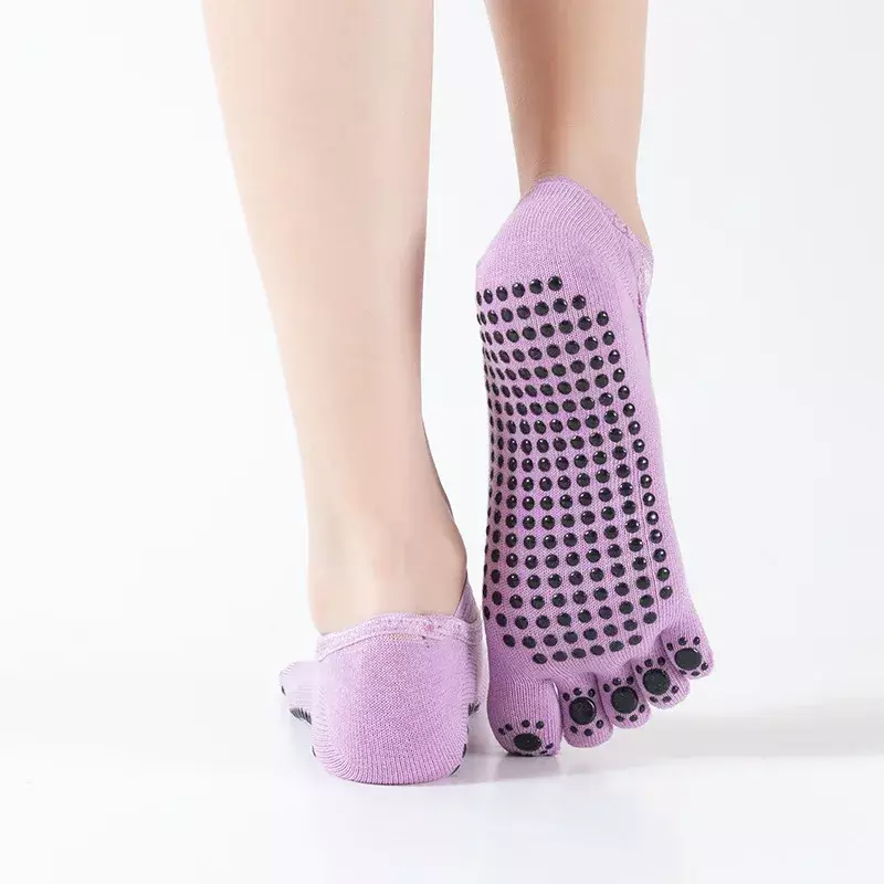Olahraga kaus kaki Yoga lima jari sandal Anti selip untuk wanita Pilates balet tumit tari kaus kaki kompresi kaus kaki untuk wanita