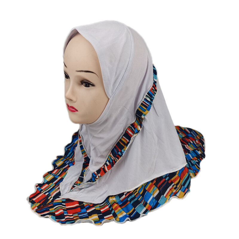 Amira cachecol hijab muçulmano, para meninas, lenço islâmico para a cabeça, cobertura completa, xales, chapéu para crianças