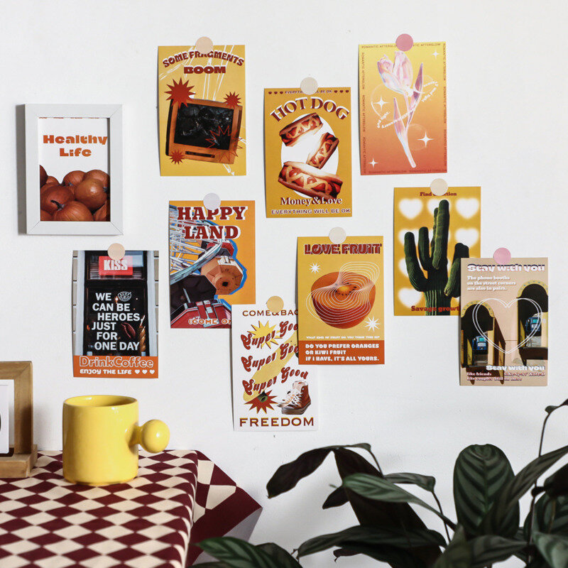 Ins amerykańska moda Vintage kolorowe śmieszne pocztówki tło dekoracja ściany karta kreatywny Diy rekwizyty fotograficzne kartka z życzeniami 30 arkuszy