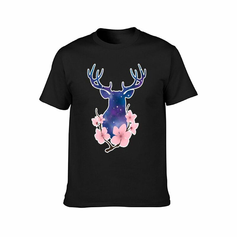 Camiseta de ciervo de flores para hombres, ropa de anime, ropa estética de sudor, camisetas de secado rápido