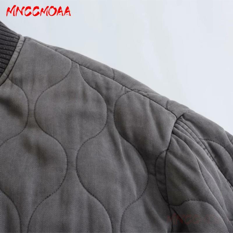 Mnccmoaa เสื้อแจ็คเก็ตมีซิปแบบลำลองสำหรับผู้หญิง, เสื้อโค้ทคอตั้งมีฝาปิดทรงหลวม2023ฤดูหนาว