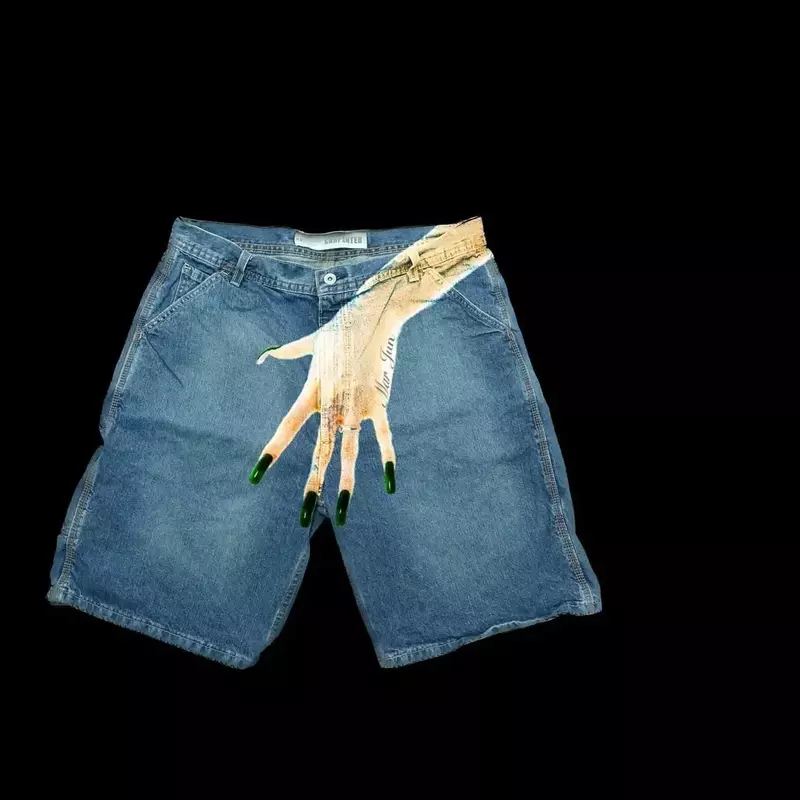Shorts jeans retrô Harajuku feminino, Hip Hop americano, tendência padrão, shorts soltos casuais, jeans retrô, Street Wear, Y2k