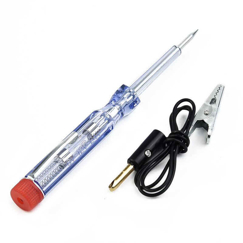 Testador de tensão com clipe jacaré, caneta de luz 6/12/24v com sonda longa, teste de circuito, prático