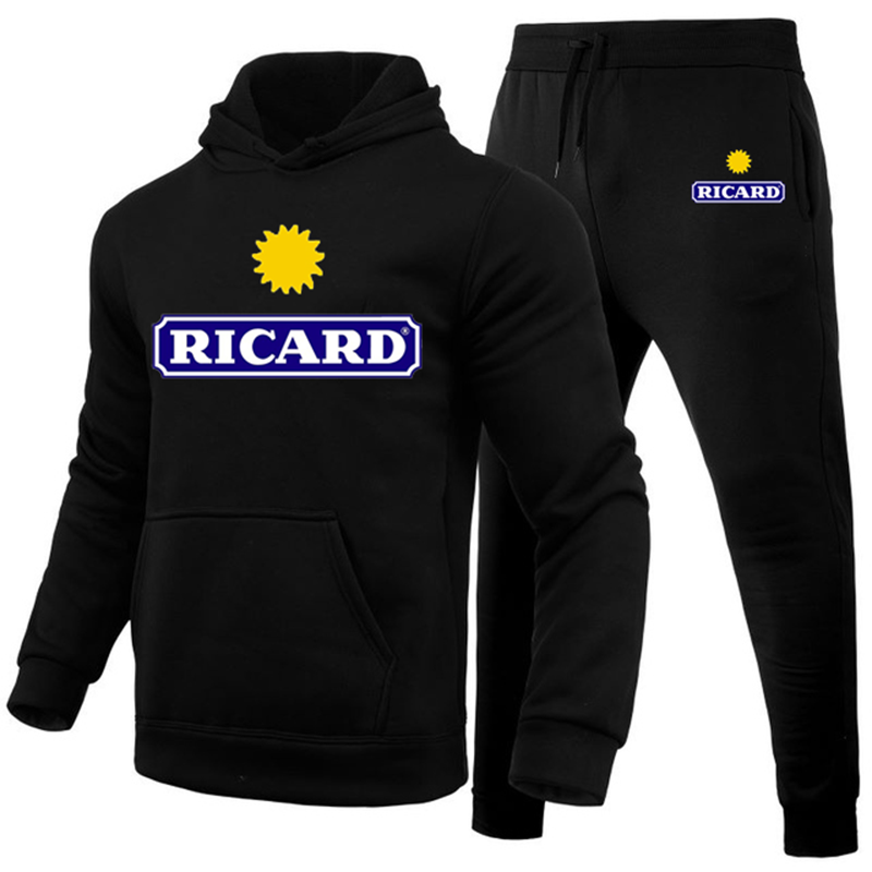 Ricard 남성용 맨투맨 및 바지 2 종 세트, 캐주얼 운동복 후드티, 가을 및 겨울 신상 운동복, 세트 인기