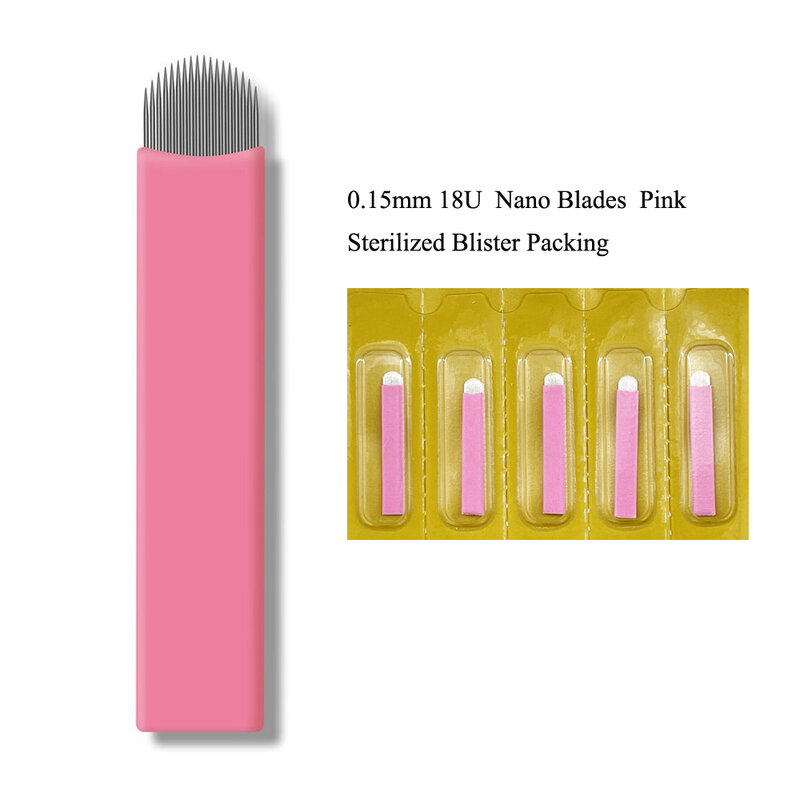 핑크 U 모양 나노 바늘 마이크로블레이드, 0.15mm, 50 개