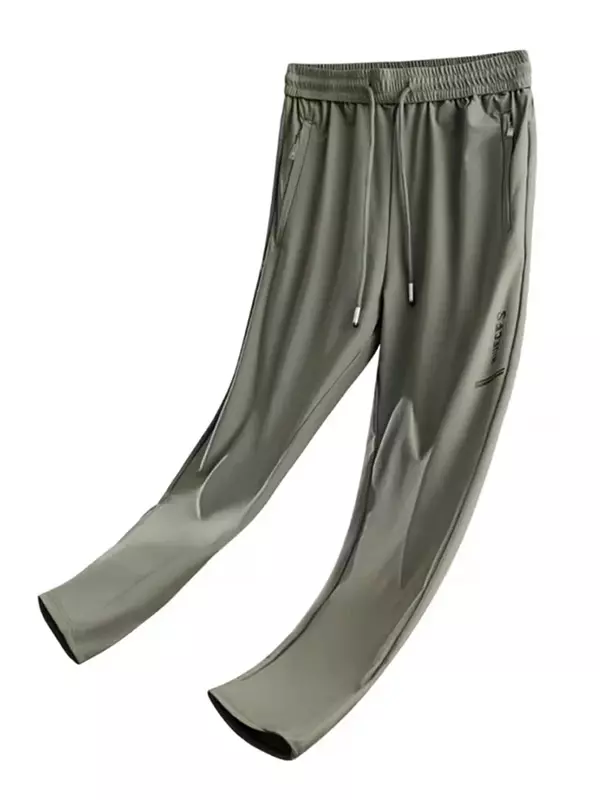 2024 nowe letnie proste spodnie dresowe męskie oddychające lodowe luźne nylonowe długie spodnie męskie casualowe spodnie dresowe Plus rozmiar 8XL