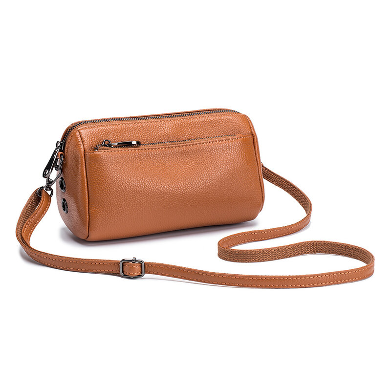 Tas selempang bantal sederhana, tas bahu kecil serbaguna kasual kulit asli lembut untuk wanita