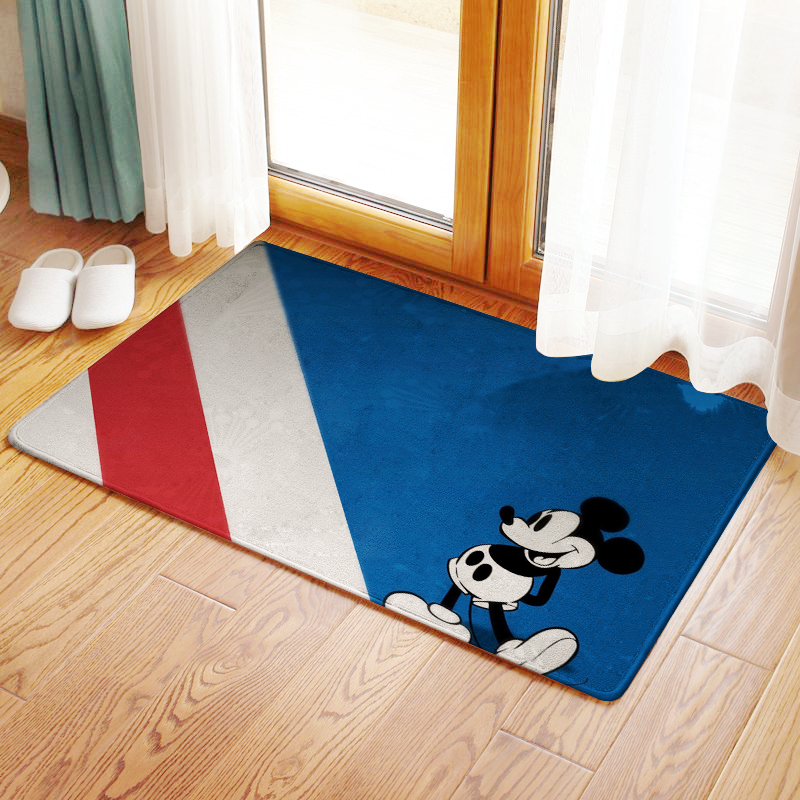 Alfombrilla de Mickey Mouse de Disney para puerta de entrada, Felpudo de bienvenida para baño y cocina, alfombra de terciopelo de cristal, 40x60cm