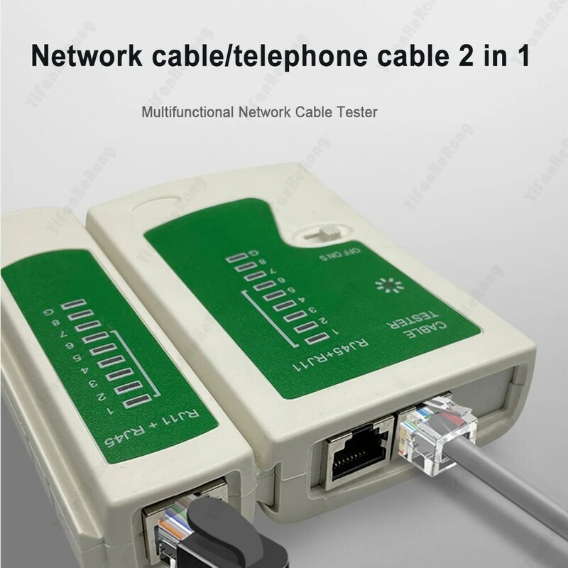 2 In 1 Network Cable Tester RJ45 Ethernet Cable Tester Lan Test Tool for Cat5 Cat6 CAT7 8P 6P LAN Cable and RJ11 Telephone Cable