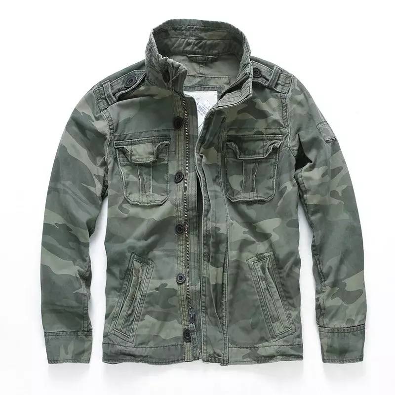 Giacca da uomo uomo M65 Denim Retro Cargo Jacketes Outdoor Multi tasche Camo top Field Casual Fashion escursionismo cappotti uniforme