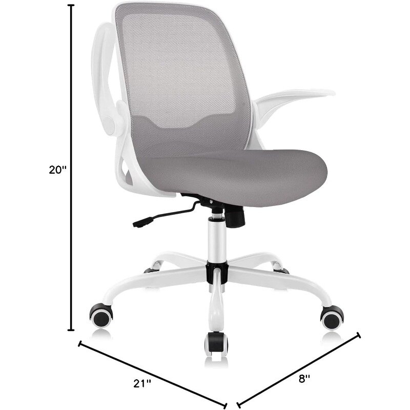 KERDOM Office Chair, Ergonomic Desk Chair, Breathable Mesh Computer Chair, Comfy Swivel Task Chair with Flip-up Armrests