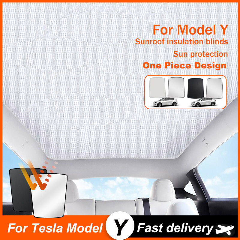 For Tesla Model Y 2022 Upgrade Sun Shades Glass Roof Sunshade Accessories Roof Skylight Shades Protector Sun-Proof Collapsible