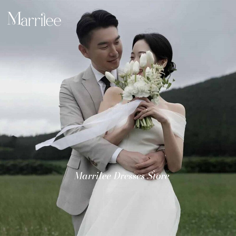 Koreańska suknia ślubna dla sesja zdjęciowa Morden bez ramiączek satynowe suknie ślubne bez rękawów formalne sukienki imprezowe dla kobiet 2024