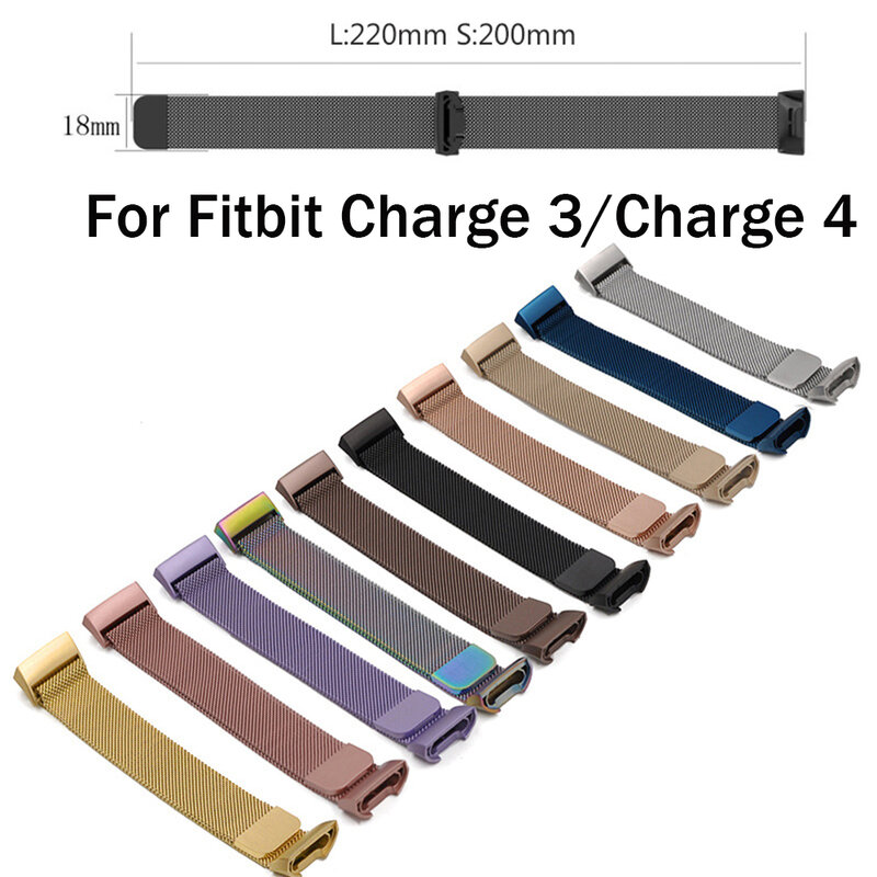 磁気バンドfitbit充電2/充電3/充電4/充電5ストラップステンレス鋼wacthband fitbit充電3 seブレスレット