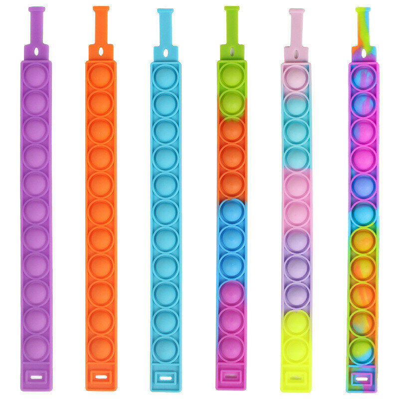 Simples Dimple Push Bubble Fidget Brinquedos para Crianças, Pulseira Descompressão, Anti Stress Reliever, Fidget Toy Gift, Popite, 6Pcs