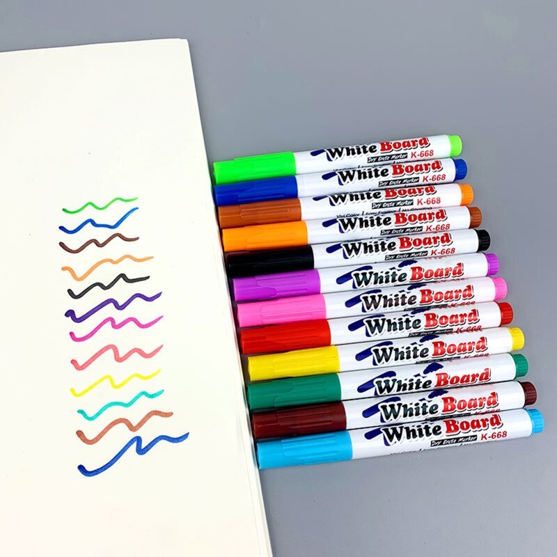 Rotuladores de pizarra blanca borrables, bolígrafos de tiza líquida para la escuela y la Oficina, 12 colores