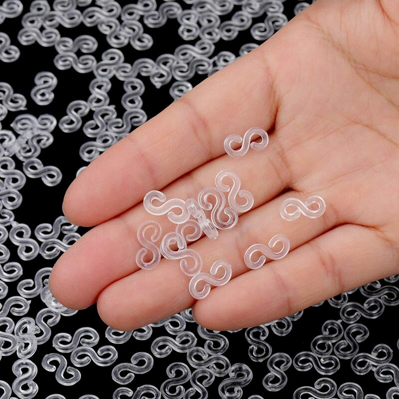 100/500pcs Transparent Loom Rubber Bands S Clips for DIY Jewelry Making Loom Bands Braid Bracelet Hook Connector Accessaries