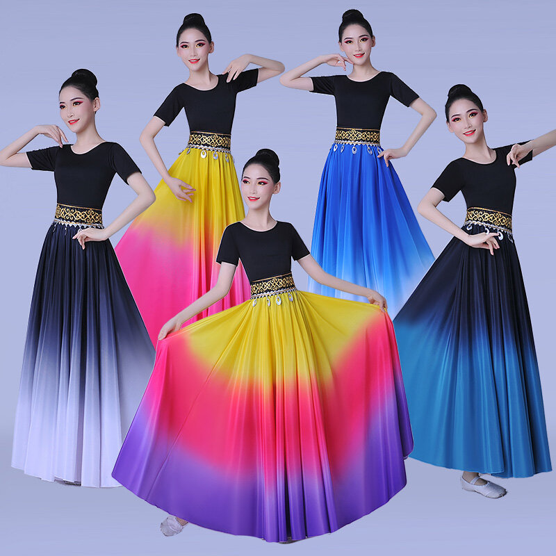 Dança Gradiente Clássica Chinesa Saia Grande Para Mulheres, Desempenho De Palco, Traje De Dança, Vestido Flamenco, 360 540/720