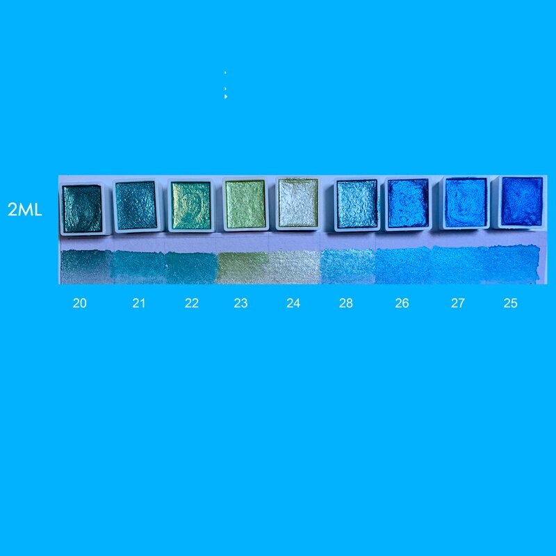 Morandi/Red/Yellow/Blue/Green 9colors Solid Metallic Watercolor Paint Set 2ml Glitter Water Color For Painting Art Supplies
