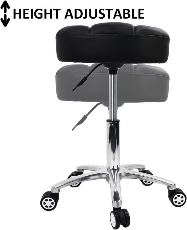 Rolling Stools Thicker PU Leather Cushion 360° Swivel Stool with Wheels Hydraulic Lift Support Height Adjustable Rolling Stool